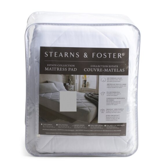 STEARNS & FOSTER White 400tc Cotton Sateen Mattress Pad